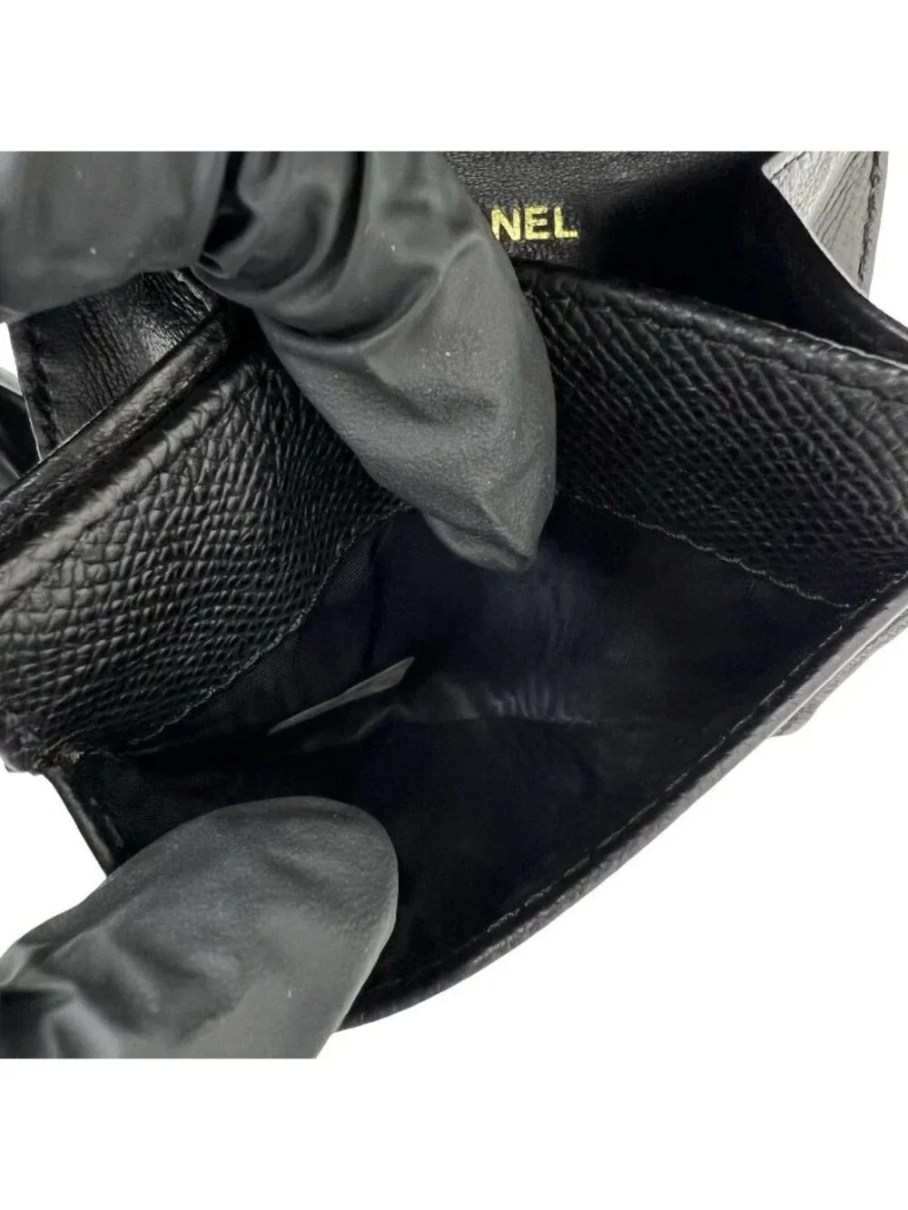 Chanel Vintage CC Logo Leather Coin Purse Mini Wallet Black